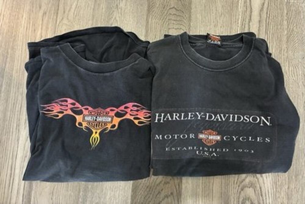 Harley-Davidson Lot of 2 Motor Graphic Men's XL T-shirt Black, USA Flames